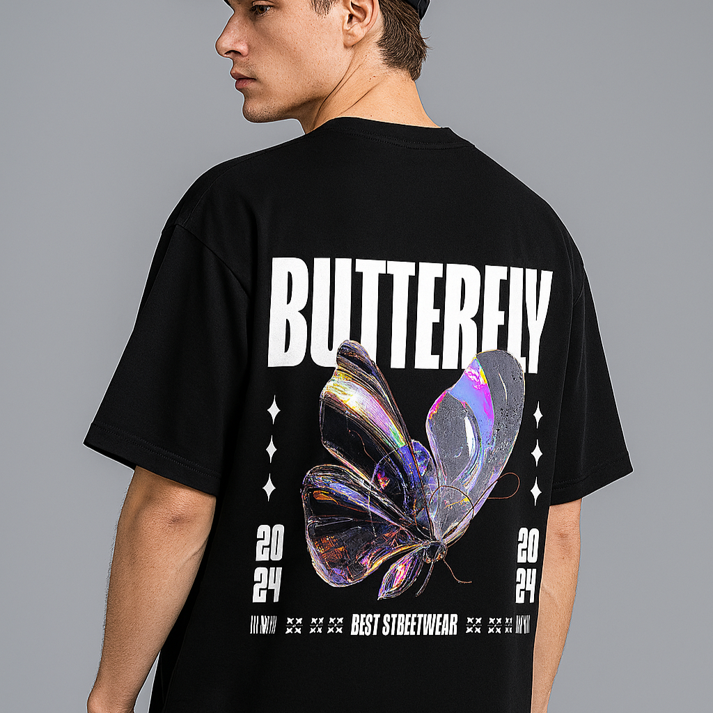 Holo Butterfly 2024 – Black Oversized Tee